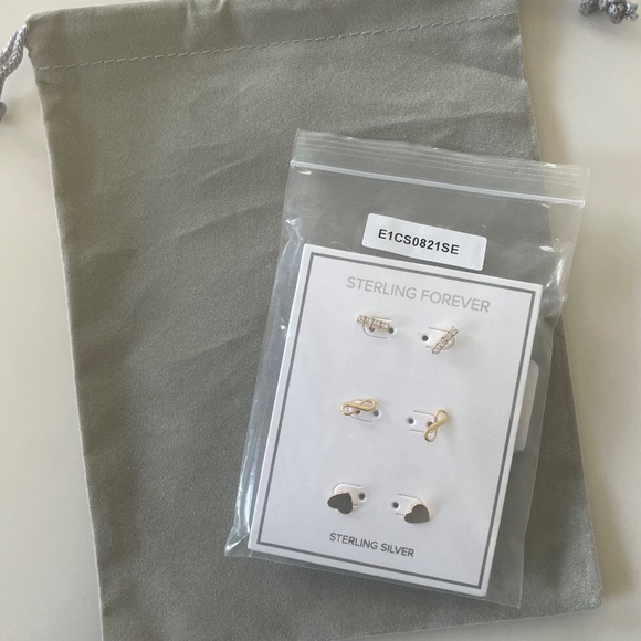 Sterling Forever 14K Gold Sterling Silver Earrings Set of 3 - BRAND NEW - Picture 6 of 6